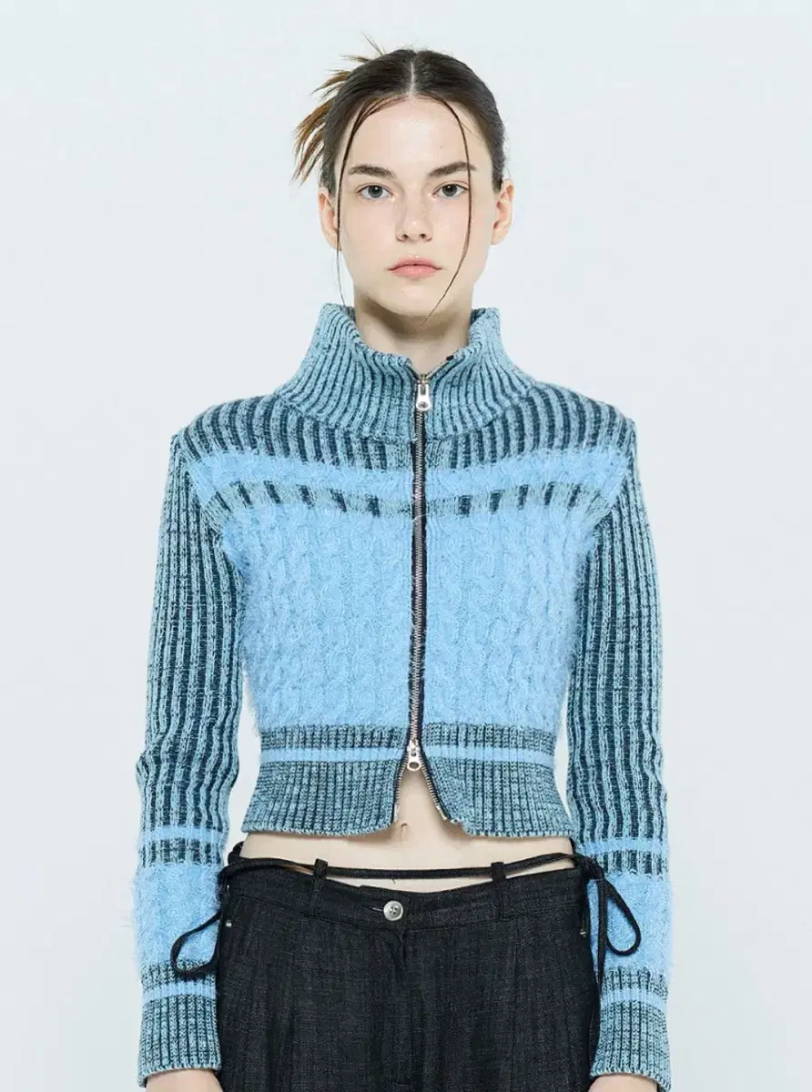 라티젠/ COLORBLOCK KNIT ZIPUP(BLUE)